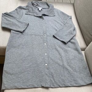 Kate Hill Light Gray Soft Terry Button-Up Cardigan Size 2x Leisure wear Sporty